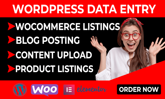 do 100 wordpress data entry and woocommerce product