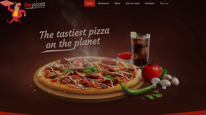 create a pizza website, restaurant website, food store site