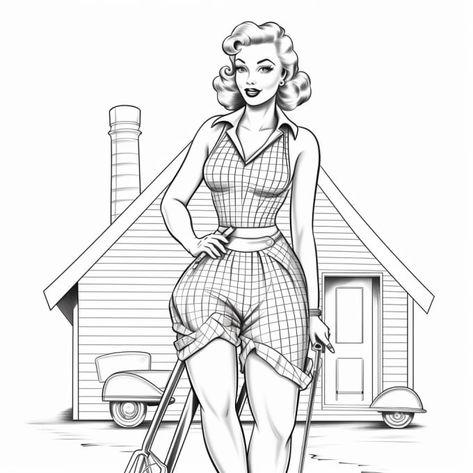 Draw retro pin up illustration in my style