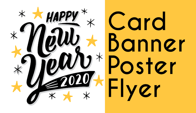 design new year card, holiday post, banner, flyer and logo