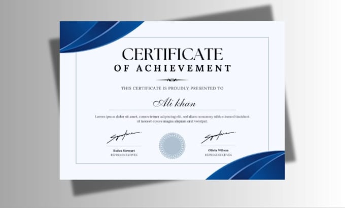 design certificate according to demands