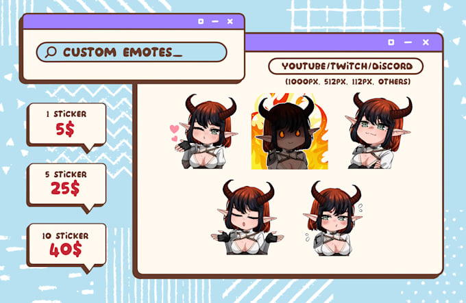 draw chibi emotes or stickers for twitch, youtube, discord
