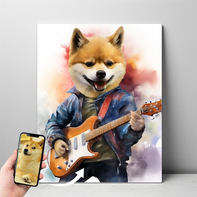 Do your pets portrait, in rocker styles by Honiantang Fiverr