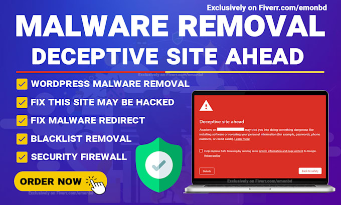 fix deceptive site ahead and wordpress malware removal
