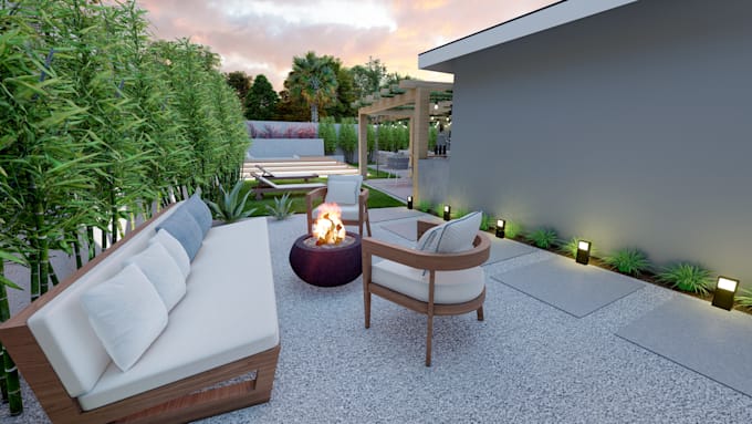 design landscape, backyard, patio, garden