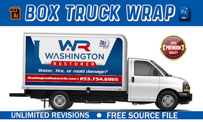 Design professional outstanding box truck wrap food truck and trailer