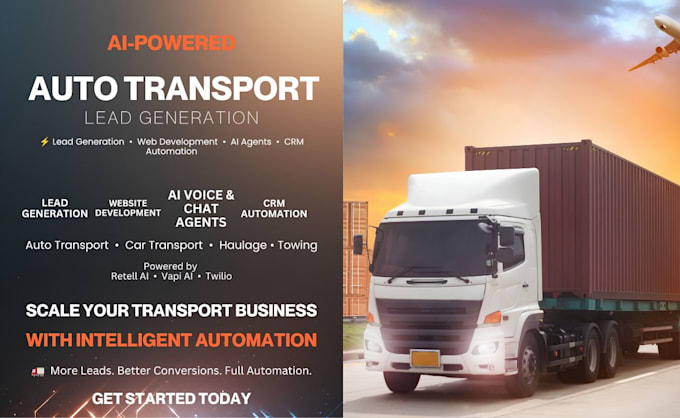 generate auto car transport, haulage towing leads, ai voice agent crm website