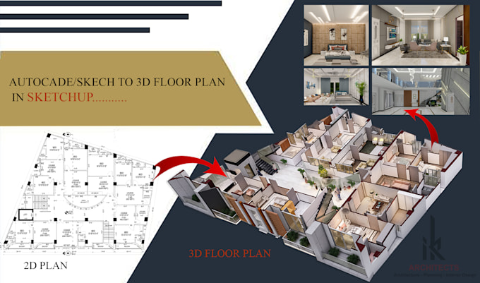 do 3d floor plan sketchup 3d model and rendering