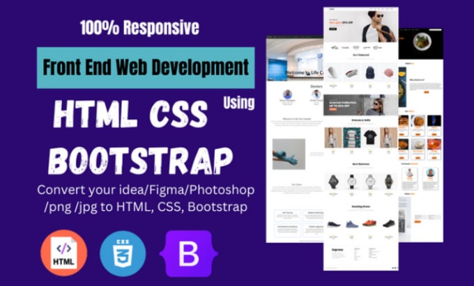 Be your frontend web developer using html, css, bootstrap by Awais1679 ...