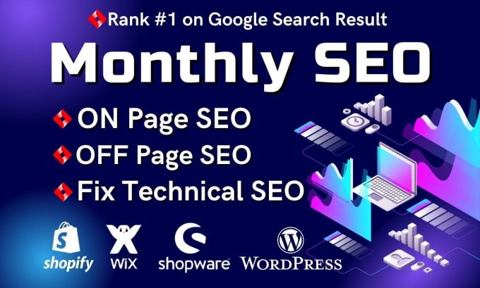 expert complete white hat monthly SEO service for wordpress shopify wix shopware