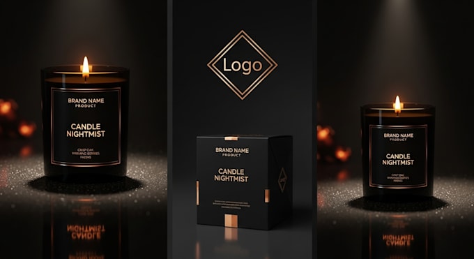 unique luxury modern candle logo and label