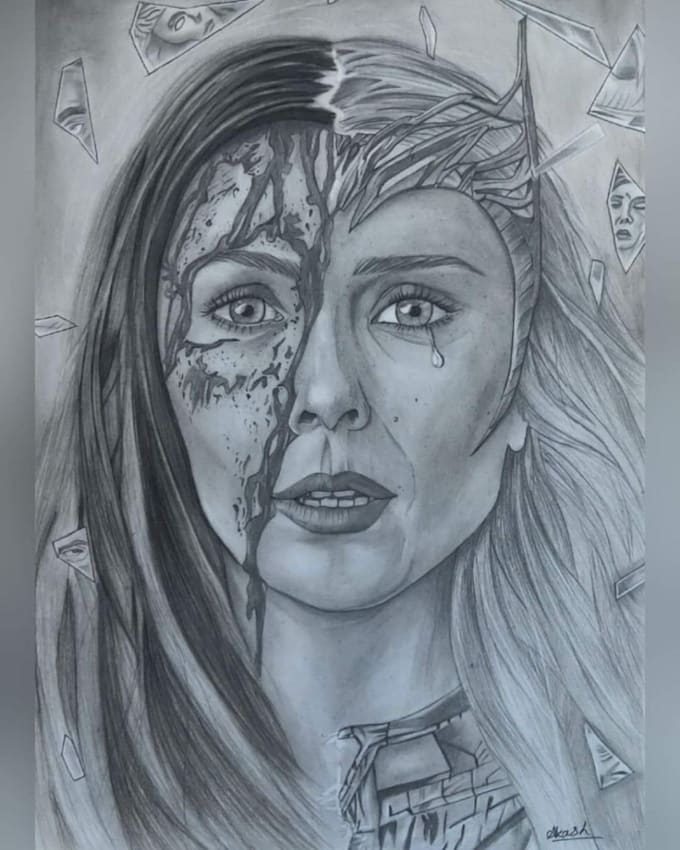 Draw black and white pencil sketches using pencil by Madhurajeewa Fiverr