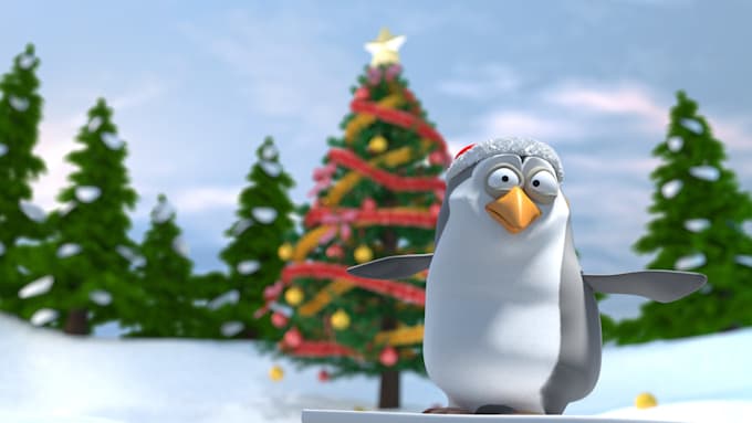 make funny penguin christmas and new year video