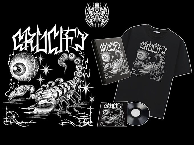 draw dark metal cross art illustration for album,tshirt