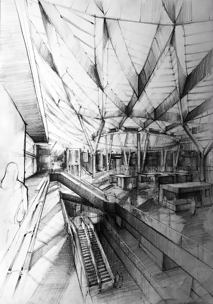 Hand draw architectural sketches interior and exterior by Alexcania ...