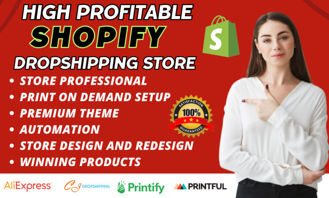 set up shopify website or dropshipping store