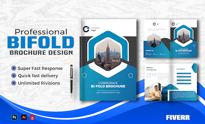 design marketing bifold or trifold brochure ,leaflet, one pager and sales flyer