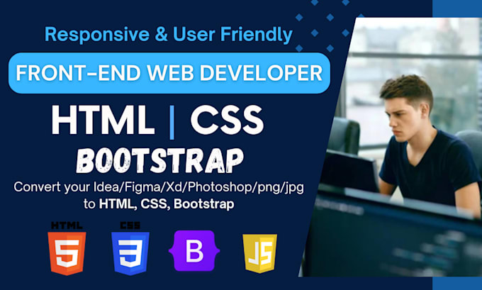 Be your front end web developer with html css bootstrap by Zaadiid | Fiverr