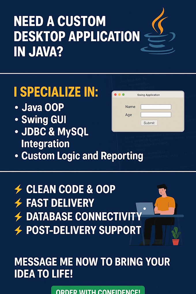 do java oop, java swing,jdbc, java programming projects