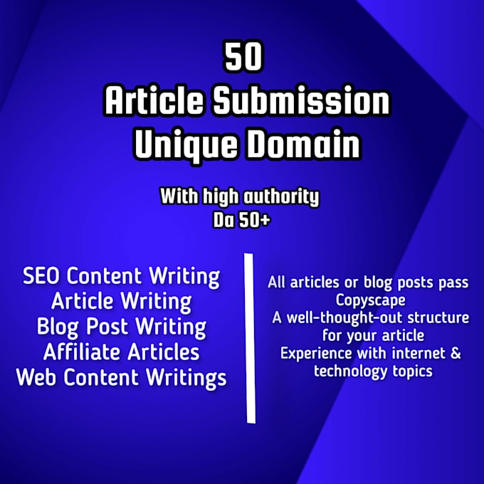 do manually 50 article submission on high quality backlinks