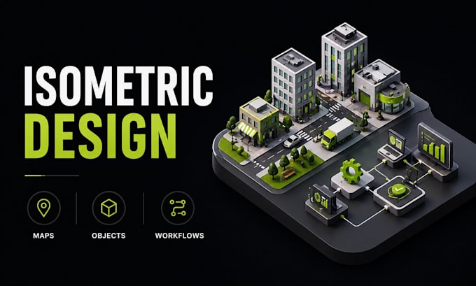 create flat or 3d vector isometric design, illustration, map, or infographic