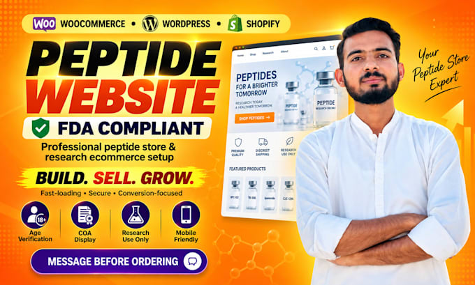 build fda compliant peptide website or research store on woocommerce