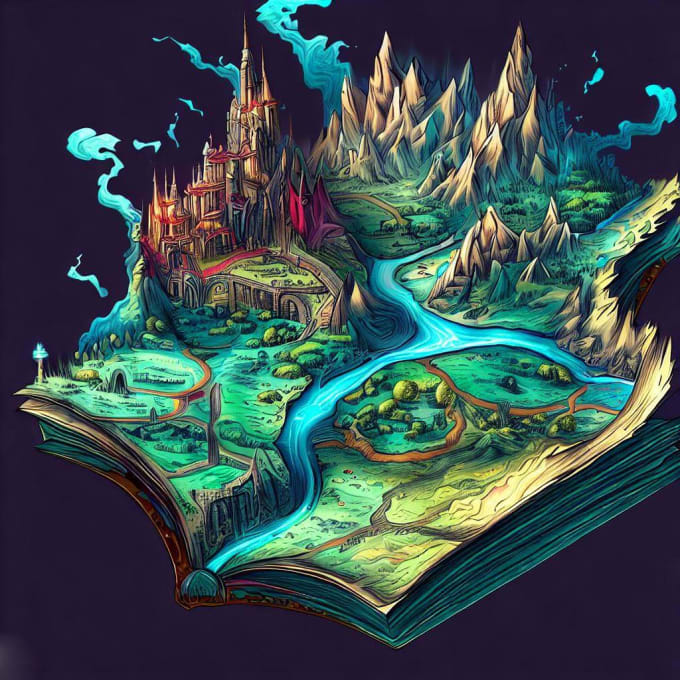 Create a fantasy map illustration by Thunderdi Fiverr