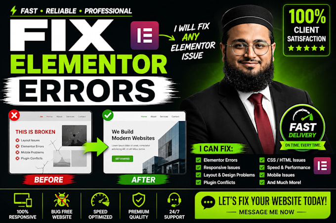 wordpress bugs, elementor errors and website issues
