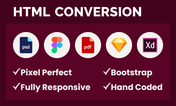 Convert figma to html css psd to html landing page by Blueprinthub | Fiverr