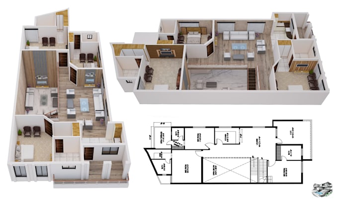 design 2d floor plan with 3d interior modelling
