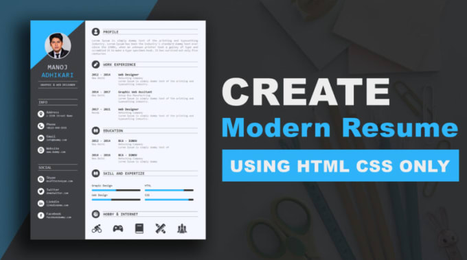 Create your resume in html and css by Web_developerx9 | Fiverr