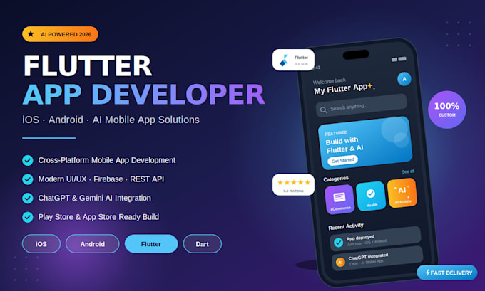 develop high quality flutter mobile apps for ios and android