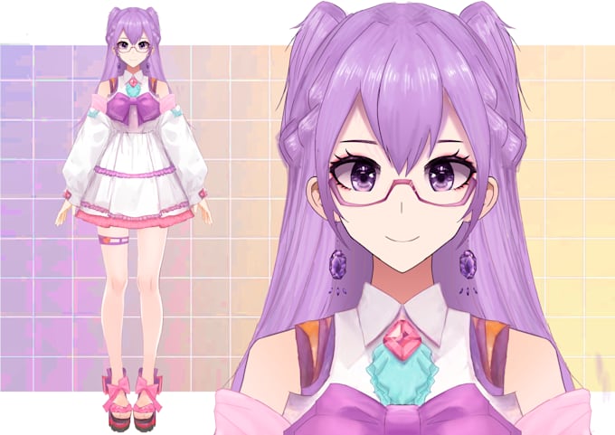 draw vtuber high resolution live2d model ready to rig