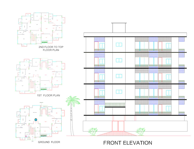 Make 2d design and elevation in autocad