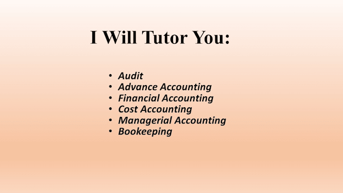 be your audit and finance tutor