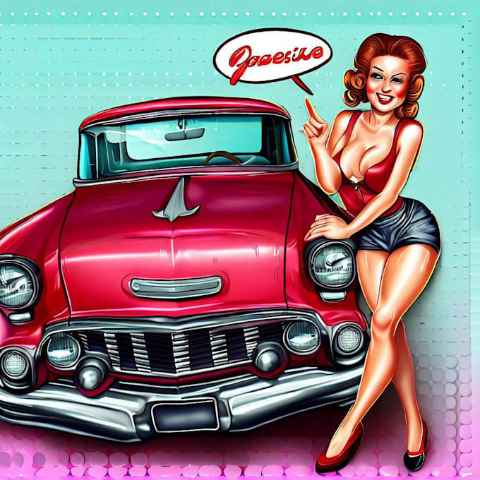 Draw pin up illustration in my style by Charmedshore Fiverr