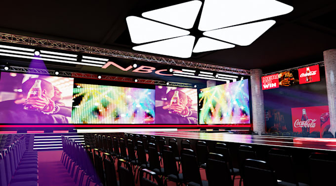 design a 3d event floorplan, exhibition, stage, booth