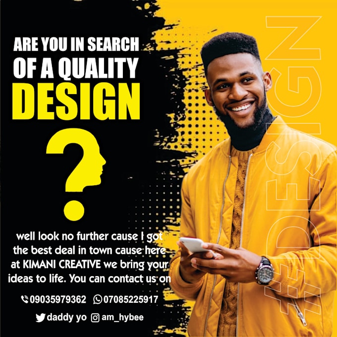 Design a flyer, business card, banner and any type of design you want