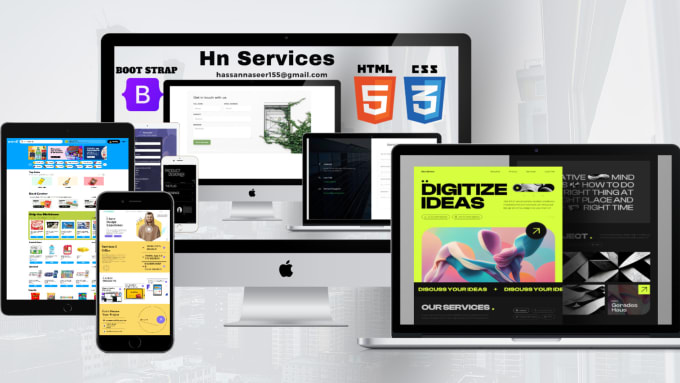 Design a responsive html css and bootstrap webstie for you by Hassan Design a responsive html css and bootstrap webstie for you by Hassan