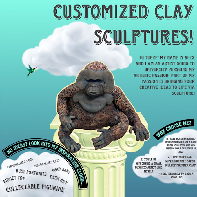 Create detailed sculptures out of clay by Monke_creations Fiverr