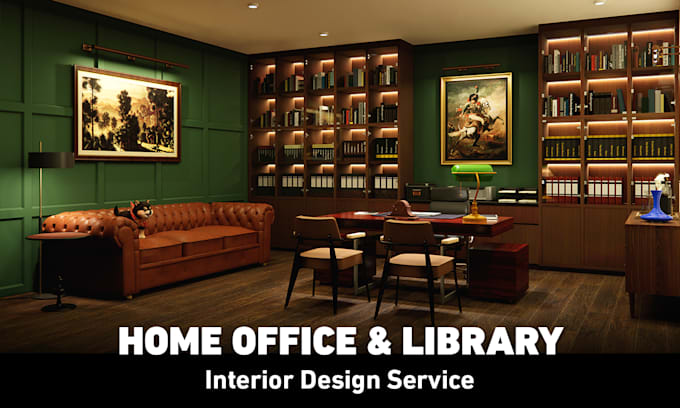 do interior design for private home office, library