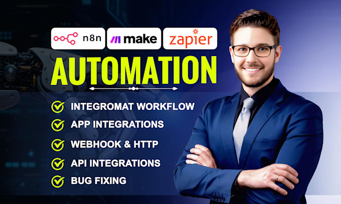 make com automation, make ai automation, fix make com made com expert zapier n8n