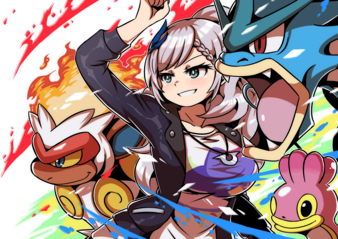 draw anime pokemon, digimon, fakemon, palworld trainer team