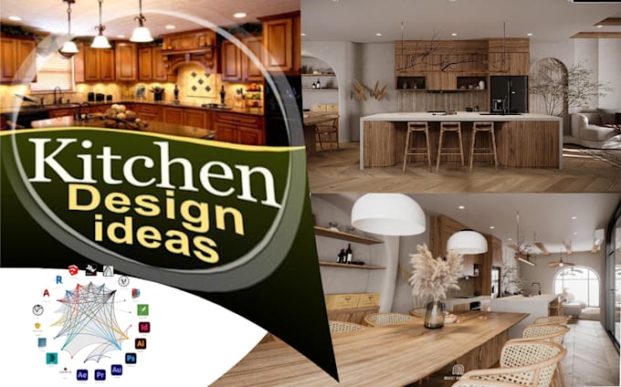do your kitchen interior  3d model and  3d rendering