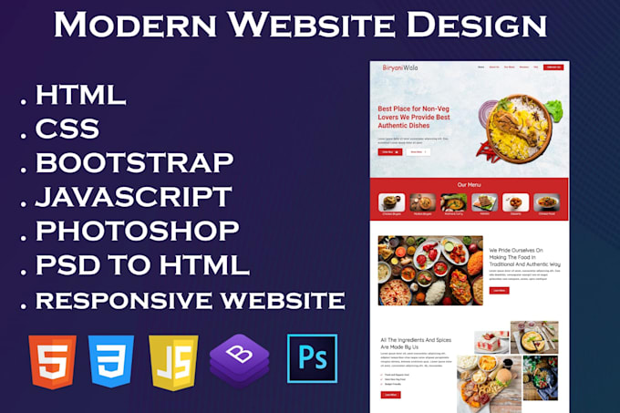 Create a responsive website using html and css and bootstrap by ...