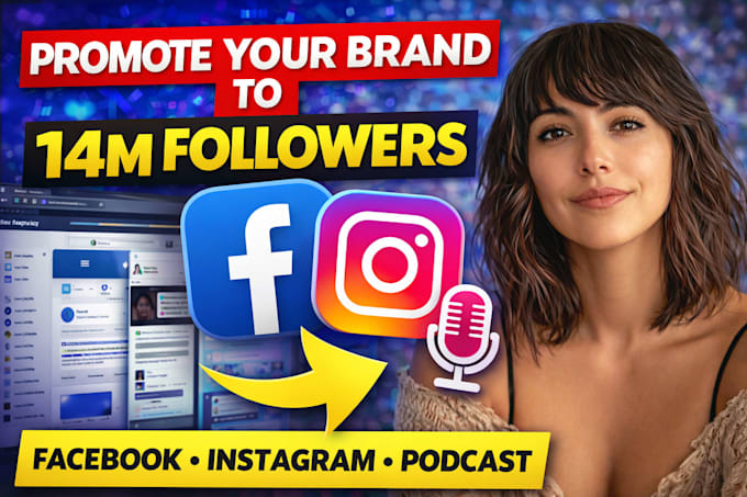 promote your brand to 14 million followers on facebook, website, and a podcast