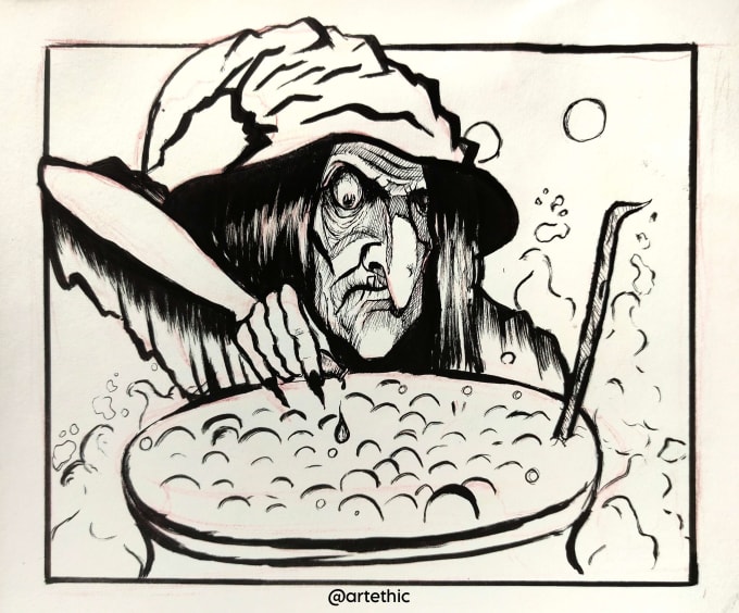 make ink illustrations like portraits,imaginative ideas,landscape,halloween art
