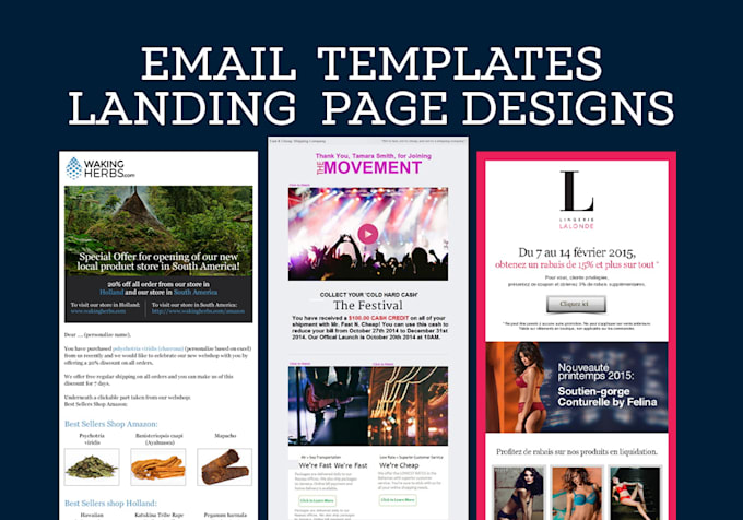 design email, enewsletters and landing page
