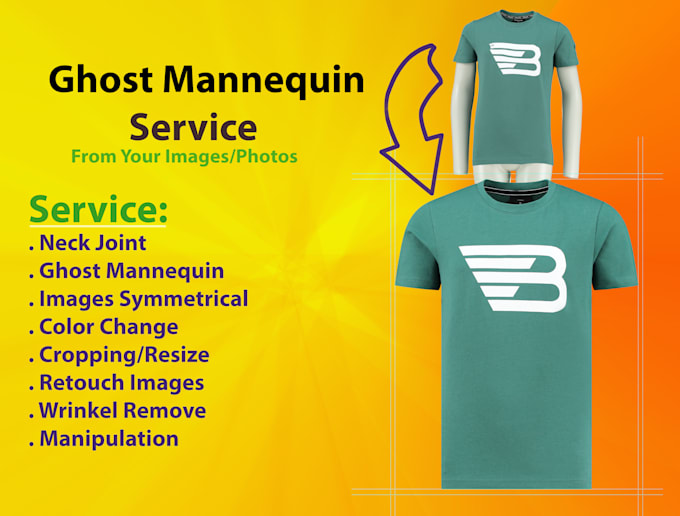 perfect ghost mannequin effect with symmetrical neck joint and remove wrinkle