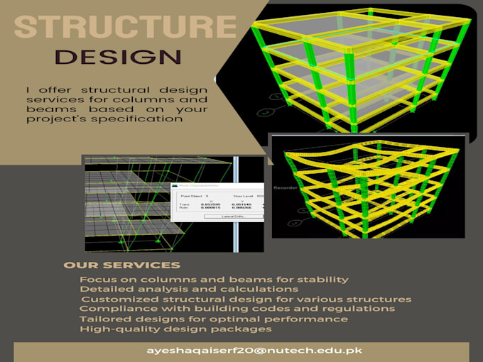 Do structure design and analysis using etabs by Ayesha_qaiser16 | Fiverr